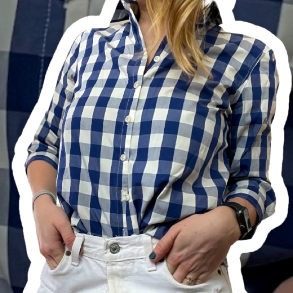Landsend checkered nautical button down , no iron necessary !